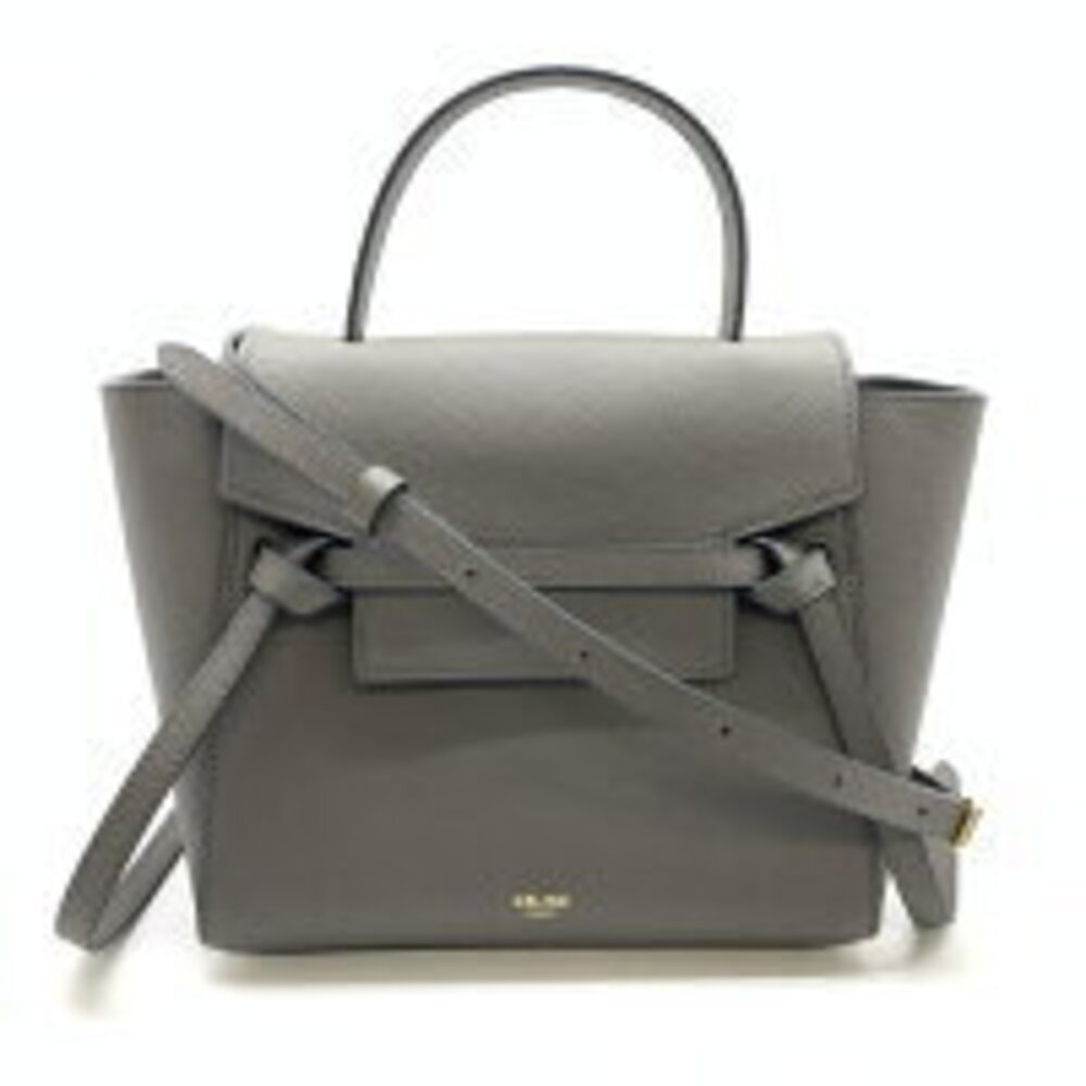 CELINE Belt Bag Shoulder Handbag Leather Gray